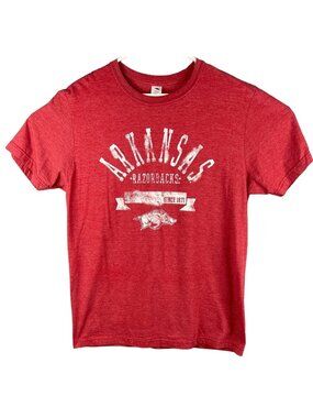 Arkansas Razorbacks Red Graphic T-Shirt XL 50/50 Cotton Polyester Made In Mexico